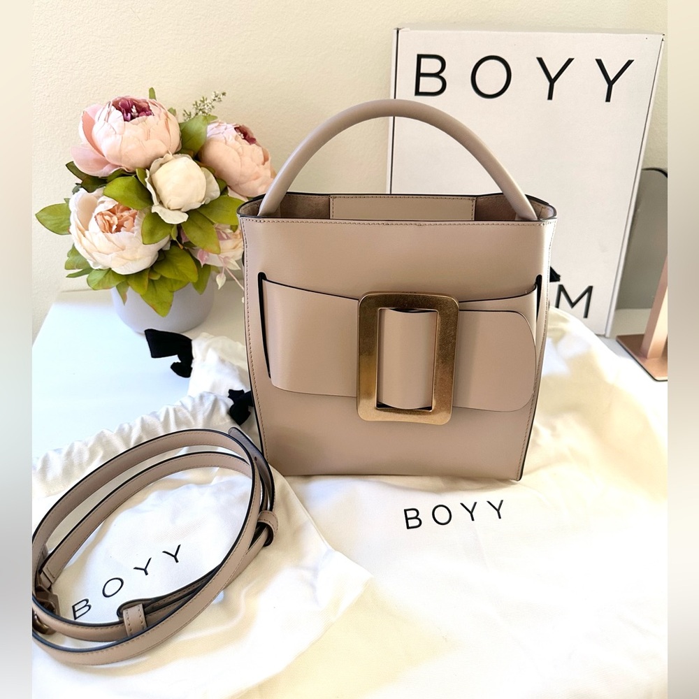 BOYY Devon 21 Tortora Gold Hardware Nude Bucket Bag Style